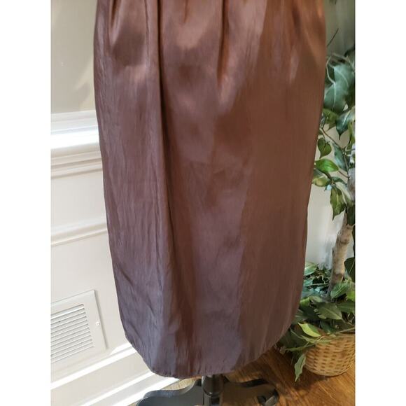 Roulette Women Brown Belted Spaghetti Straps Surplice Neck Knee Length Dress 12 - Picture 4 of 14